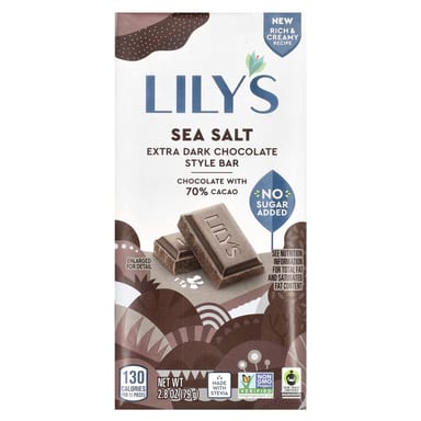 Темный шоколад Lily's Sweets Sea Salt 70% Cacao, вкус Extra Dark Chocolate Style Bar, 79 г, батончик