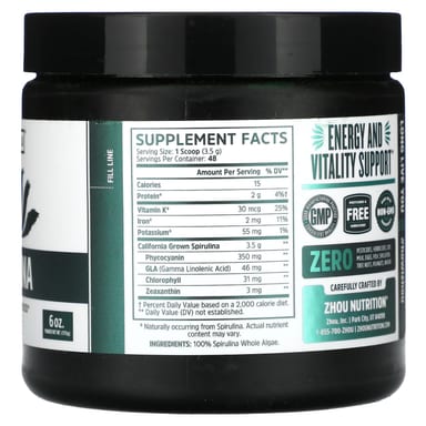 Спирулина Zhou Nutrition Longevity Superfood, 170 г