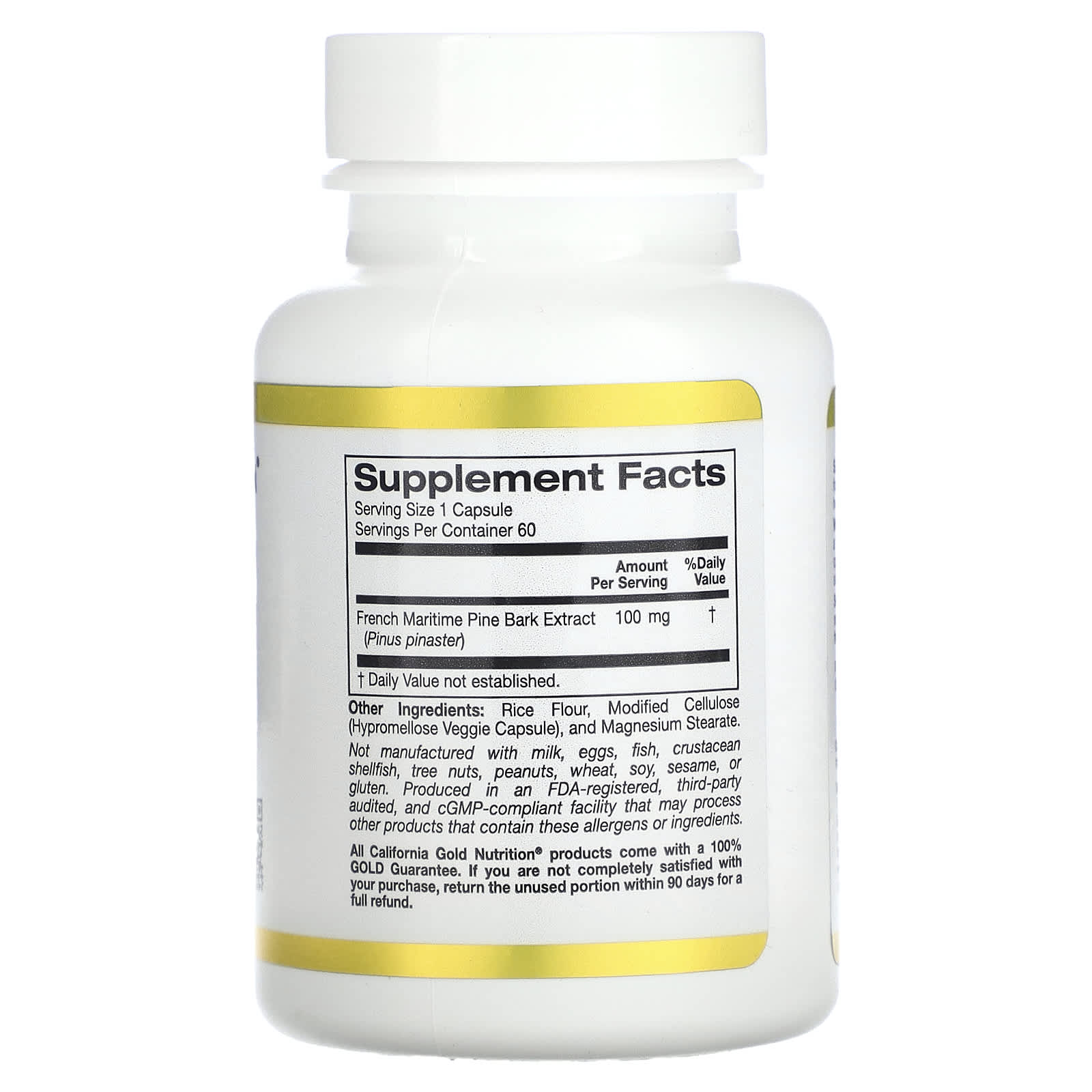 Экстракт коры сосны California Gold Nutrition French Maritime, оттенок Oligopin, 100 мг, 60 растительных капсул — фото 3