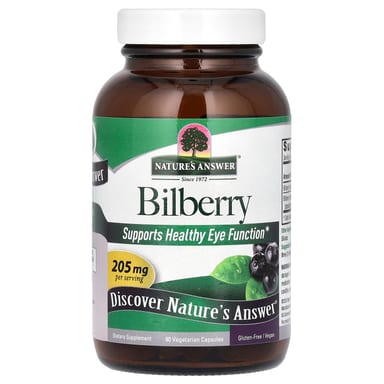 Черника Nature's Answer, вкус Bilberry, 205 мг, 90 растительных капсул