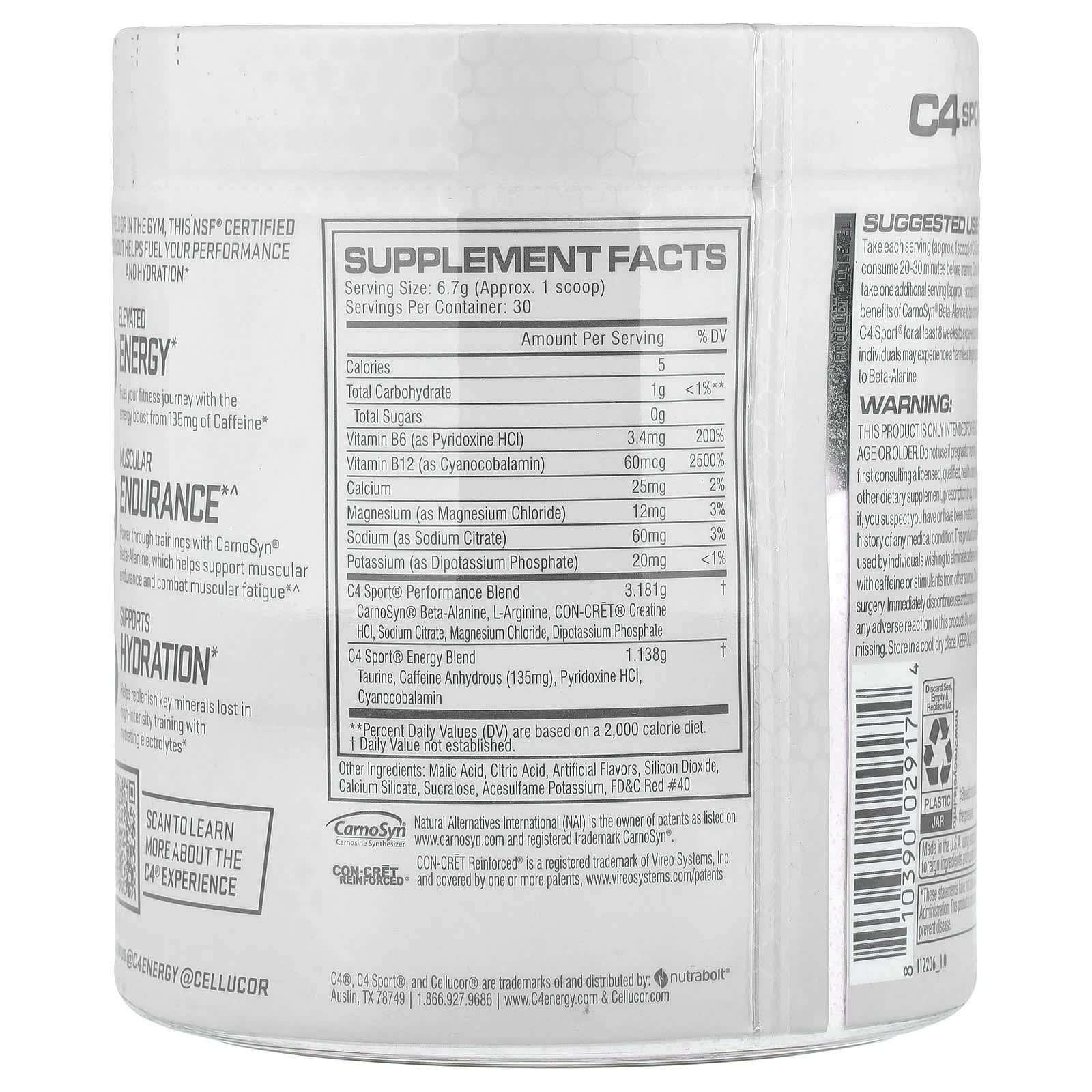 Предтренировочный комплекс C4 / Cellucor C4 Sport®, оттенок Watermelon, 201 г