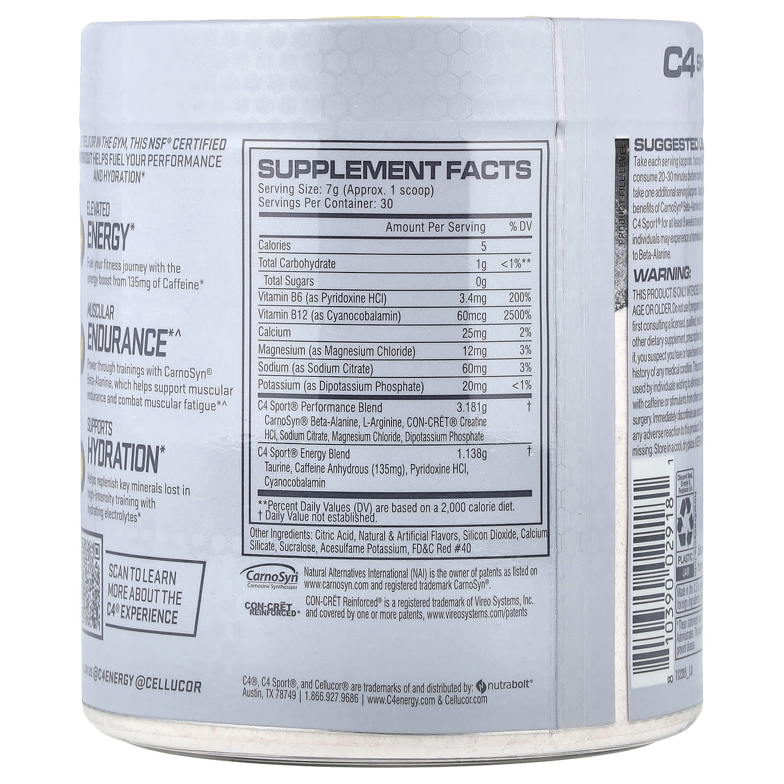 Предтренировочный комплекс C4 / Cellucor C4 Sport®, вкус Fruit Punch, 210 г — фото 2