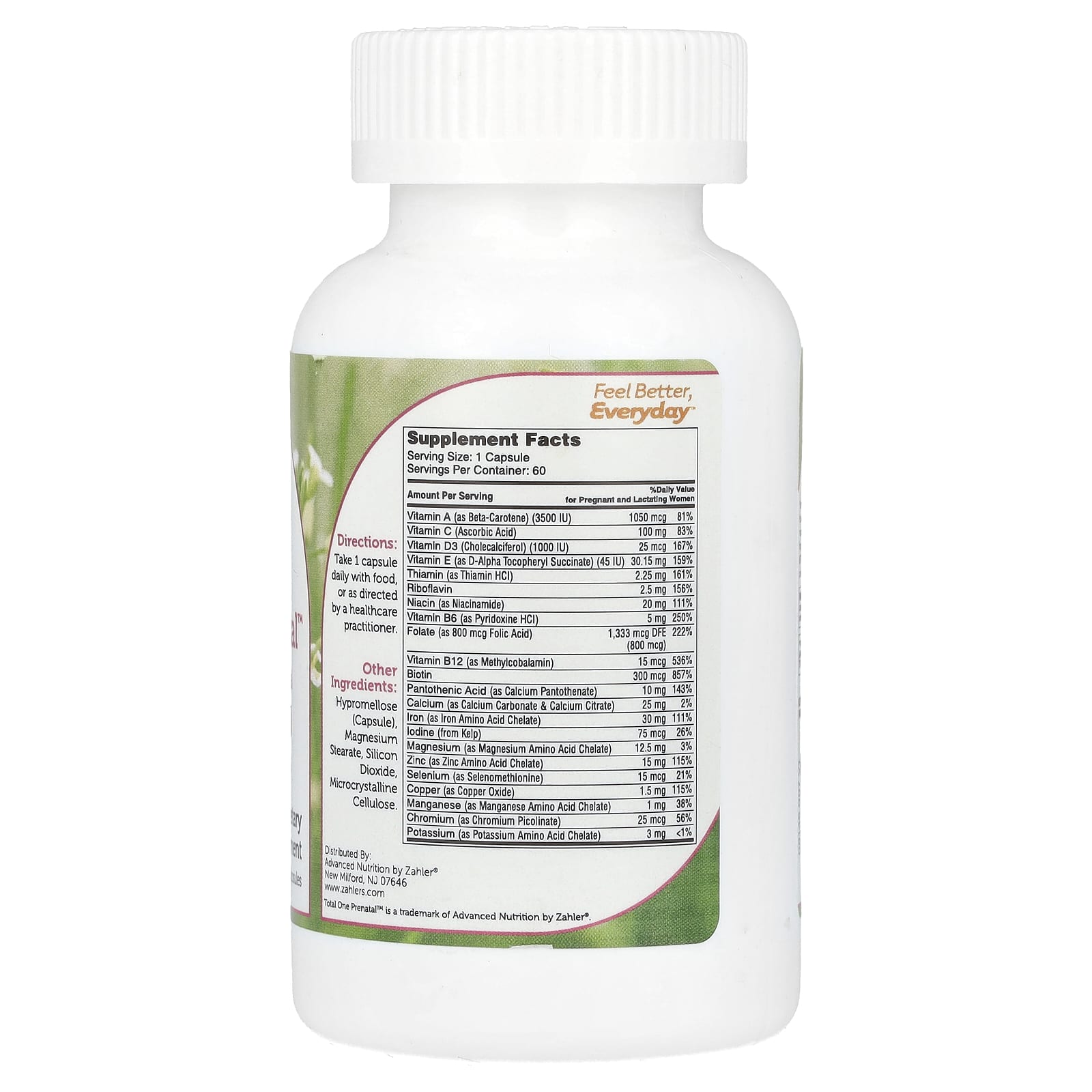 Пренатальные мультивитамины Total One Zahler™ Essential Once-Daily Prenatal, 60 капсул — фото 2