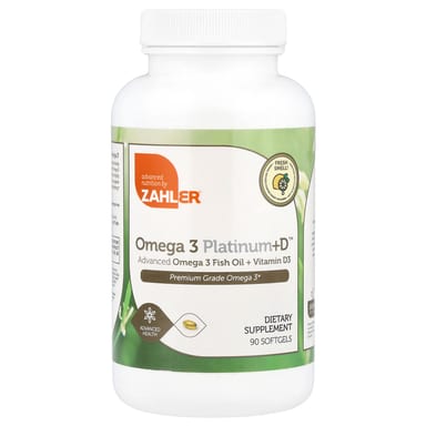 Витамин D3 Zahler Omega 3 Platinum+D™ Advanced Omega 3 Fish Oil, 90 мягких капсул