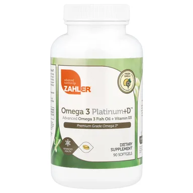 Фото товара: Витамин D3 Zahler Omega 3 Platinum+D™ Advanced Omega 3 Fish Oil, 90 мягких капсул