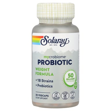 Пробиотик Solaray Mycrobiome® Weight Formula, 30 растительных капсул