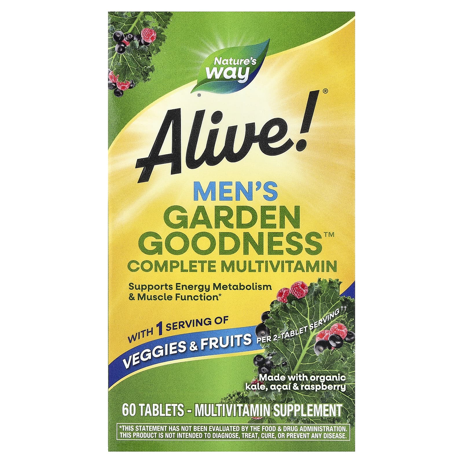 Мультивитамины Nature's Way Alive!® Garden Goodness™ Men's Complete, 60 таблеток — фото 3