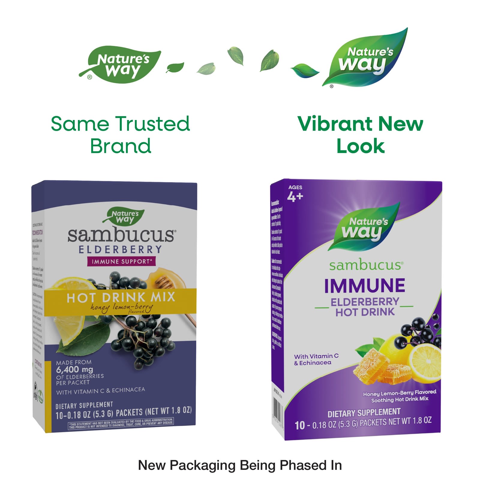 Бузина Nature's Way Sambucus® Immune Hot Drink Honey Lemon-Berry, оттенок 10 Packets, для детей от 4 лет, 5.3 г, саше — фото 4