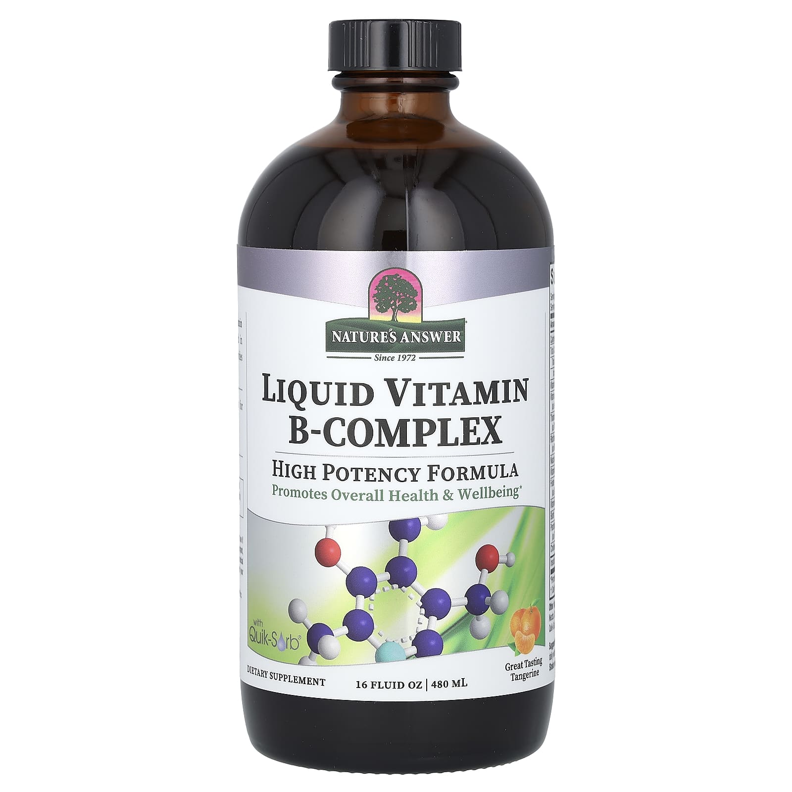 Комплекс витаминов B Nature's Answer Liquid Vitamin B-Complex, вкус Great Tasting Tangerine, 480 мл, жидкая форма