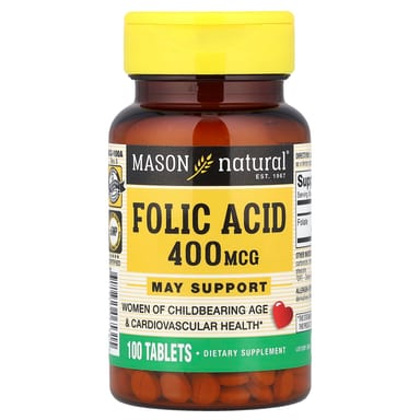 Фолиевая кислота Mason Natural, 400 мкг, 100 таблеток