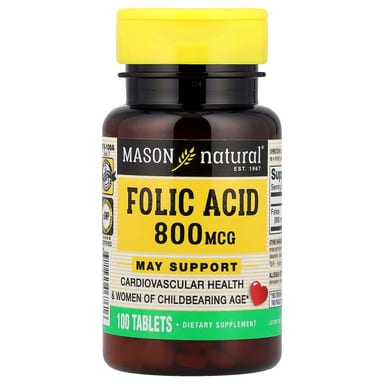 Фолиевая кислота Mason Natural, 800 мкг, 100 таблеток