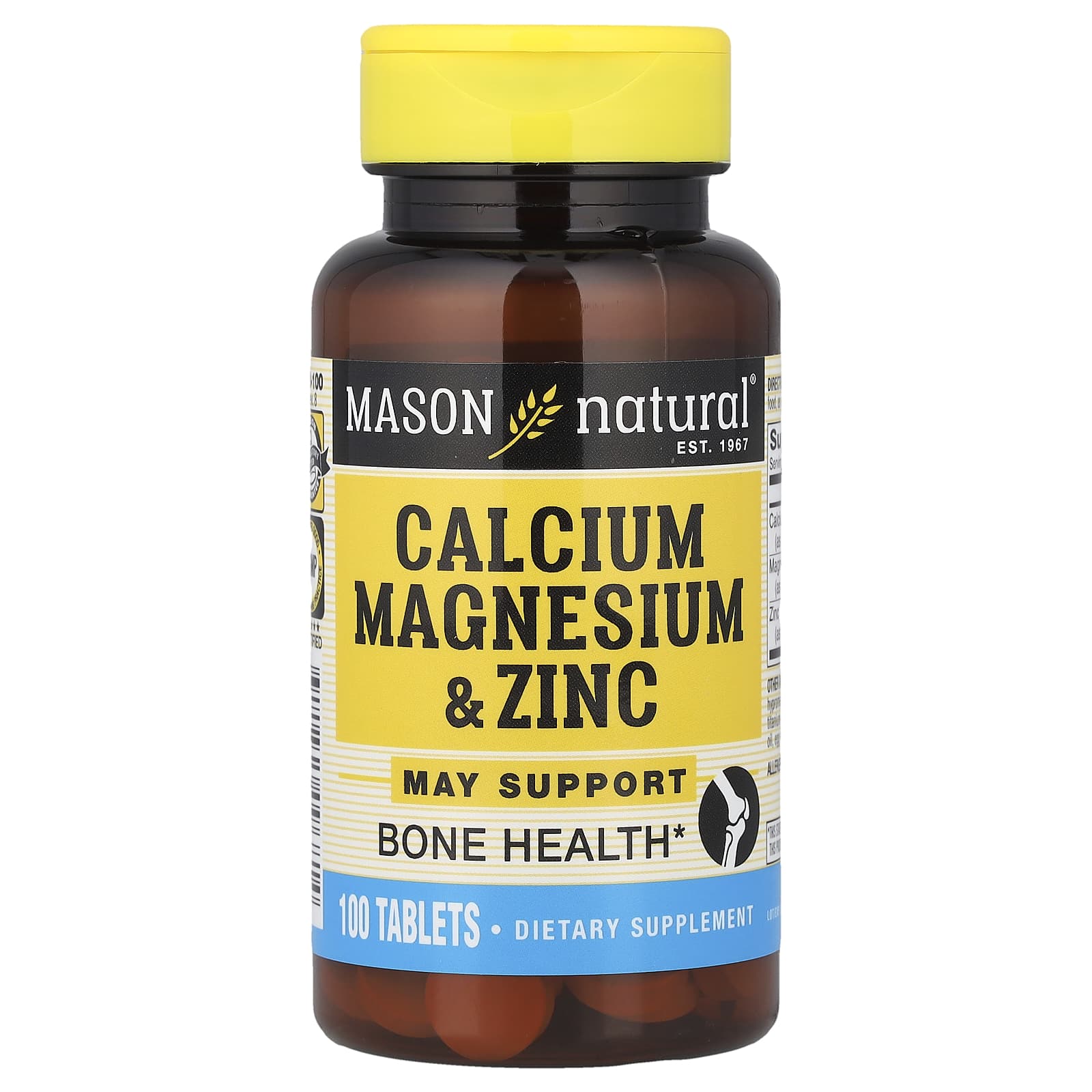 Магний Mason Natural Calcium & Zinc, 100 таблеток