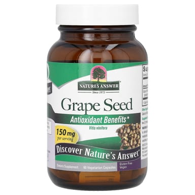 Виноградные косточки Nature's Answer, вкус Grape Seed, 150 мг, 60 растительных капсул