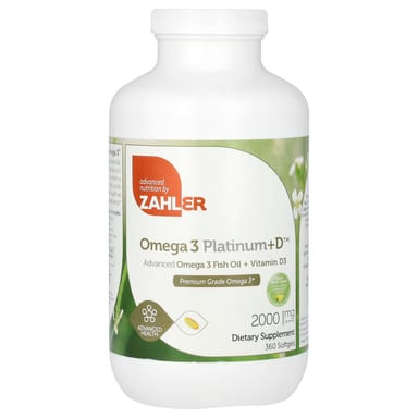 Витамин D3 Zahler Omega 3 Platinum+D Advanced Omega 3 Fish Oil, 1000 мг, 360 мягких капсул