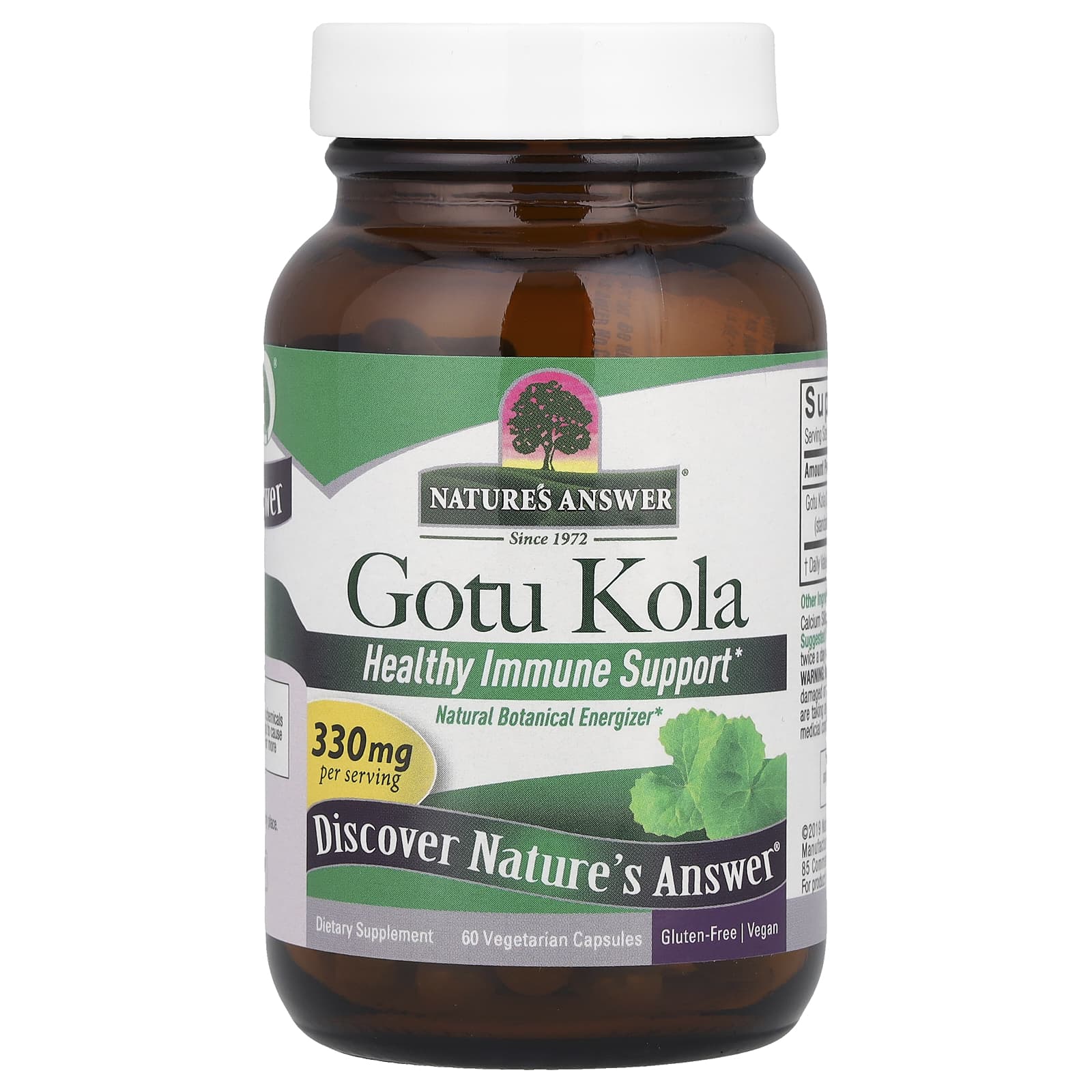 Готу кола Nature's Answer Gotu Kola, 330 мг, 60 растительных капсул