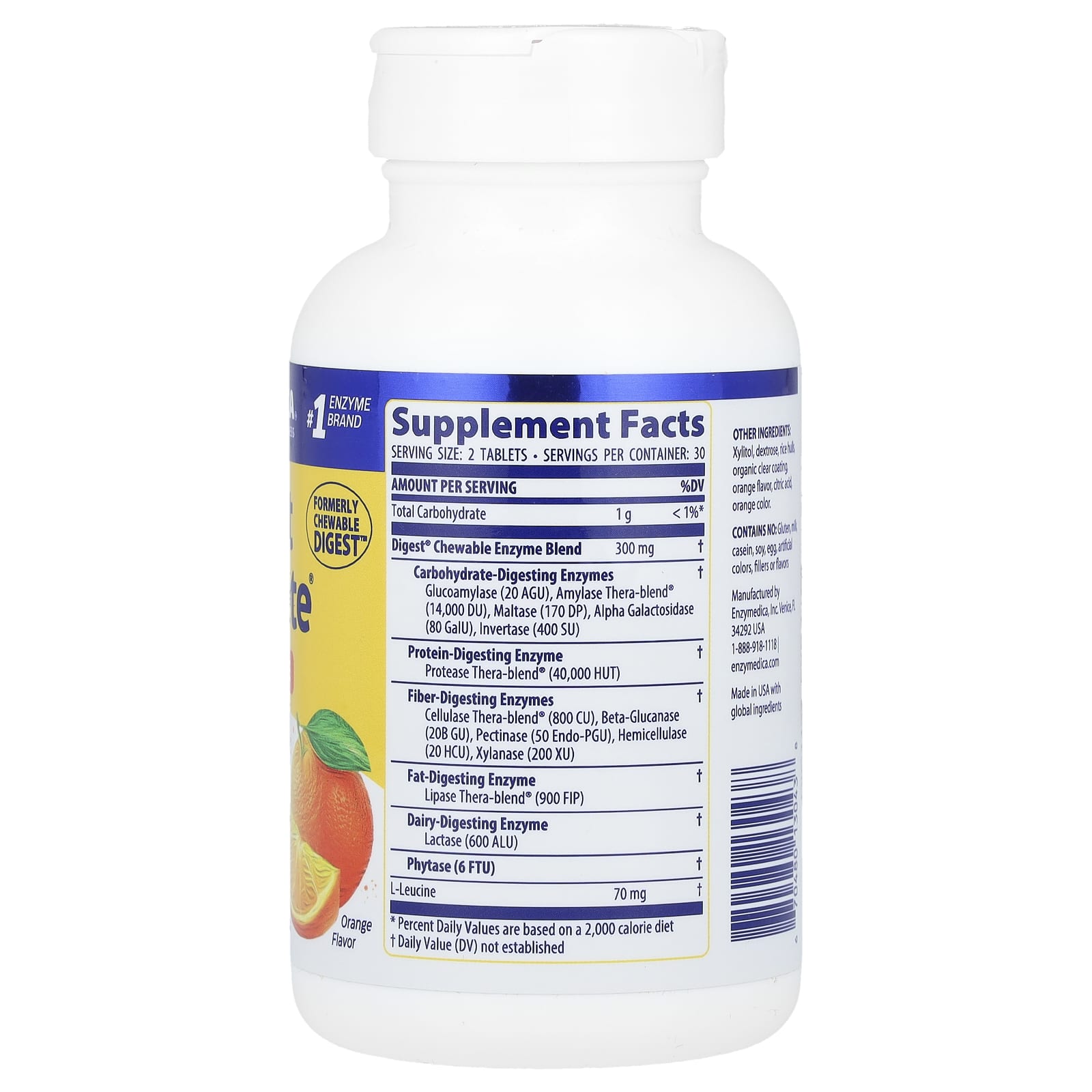 Ферментный комплекс Digest Complete Enzymedica Chewable, вкус Orange, 60 таблеток — фото 2