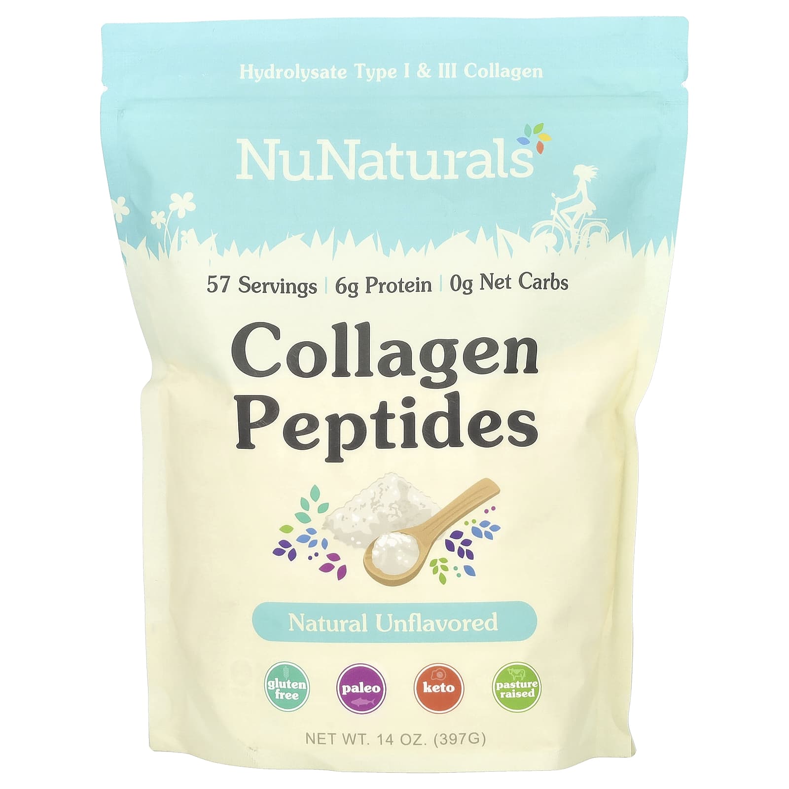 Коллаген NuNaturals Peptides, без вкуса, 397 г
