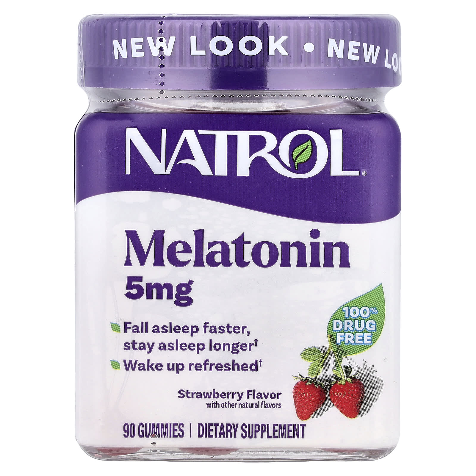 Мелатонин Natrol Gummies, вкус Strawberry, 5 мг, 90 жевательных пастилок