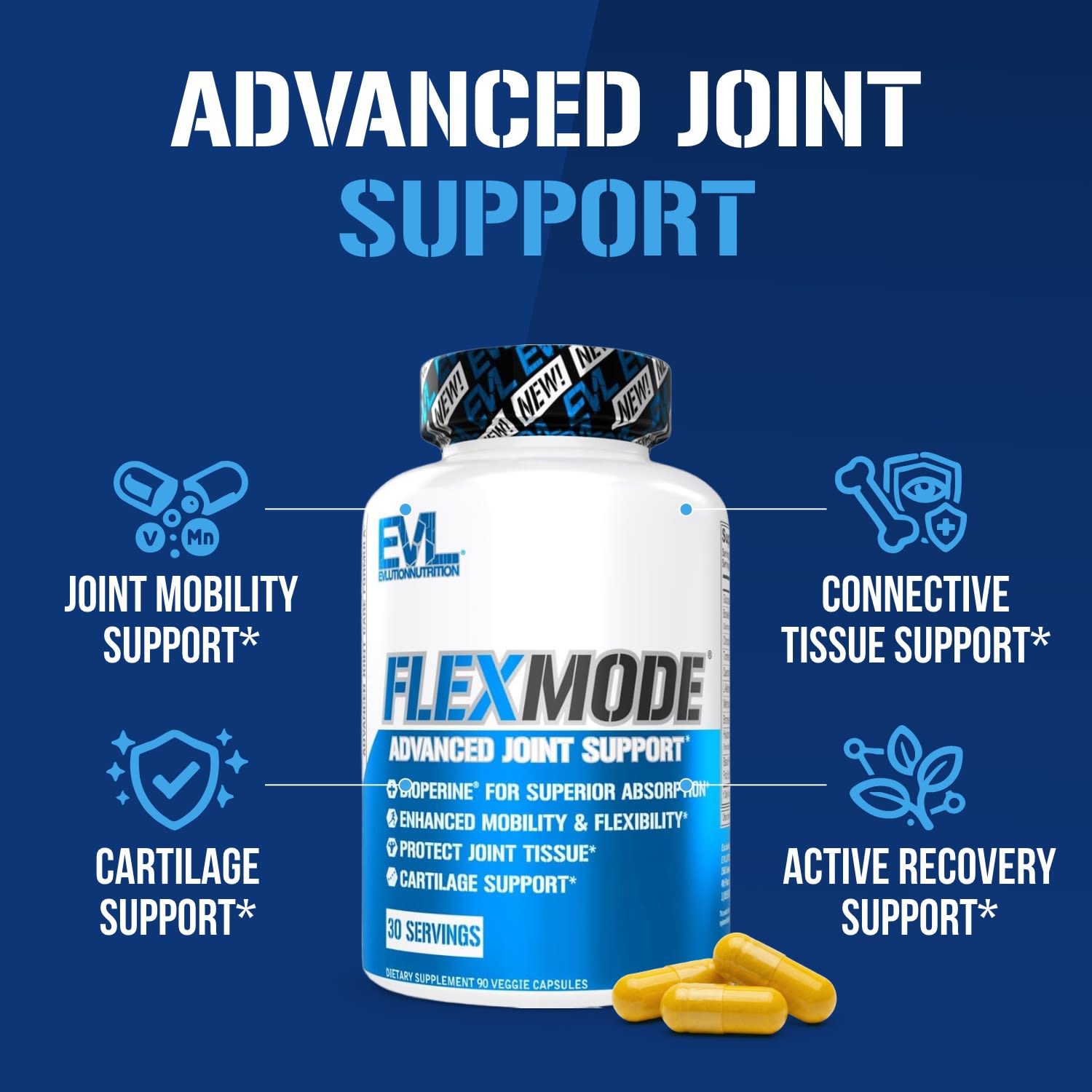 Поддержка суставов EVLution Nutrition FlexMode® Advanced Joint, 90 растительных капсул — фото 5