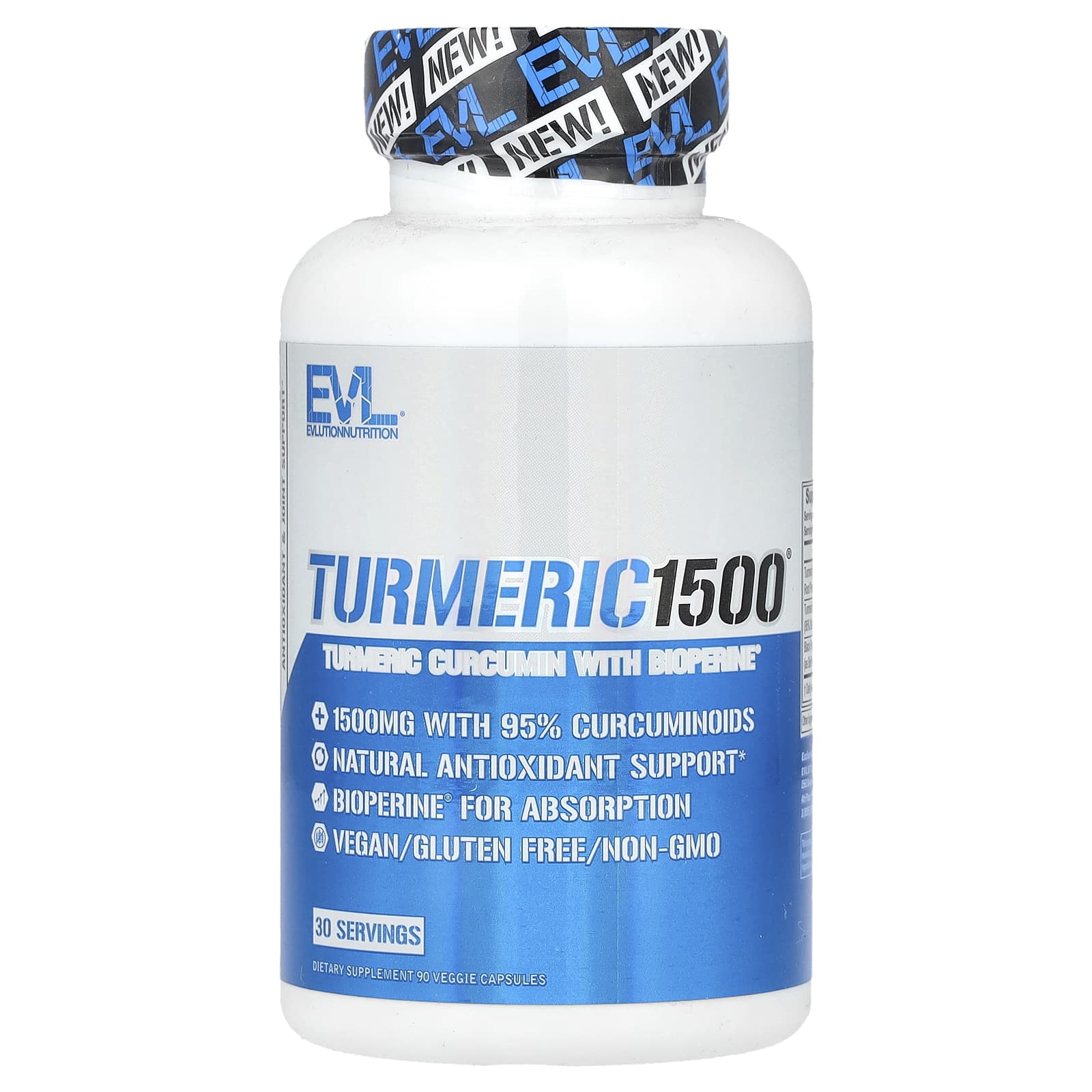 Куркумин EVLution Nutrition Turmeric 1500® Turmeric with BioPerine®, 90 растительных капсул — фото 4