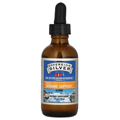 Поддержка иммунитета Sovereign Silver Bio-Active Silver Hydrosol Daily Immune, оттенок 10 PPM, для детей от 4 лет, 59 мл
