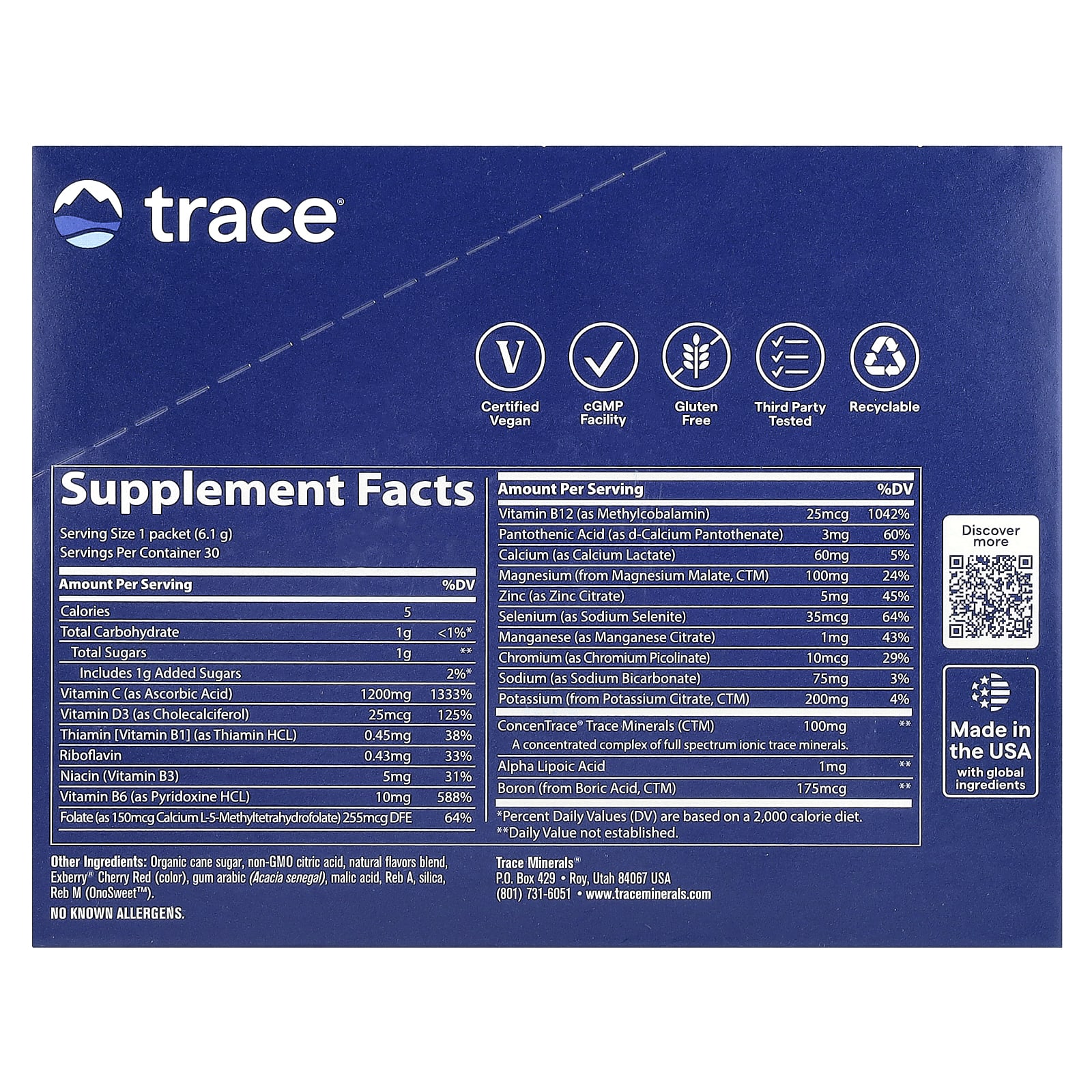 Порошок для напитков Trace, 30 пакетиков, 6.1 г (0.22 oz) каждый — фото 2