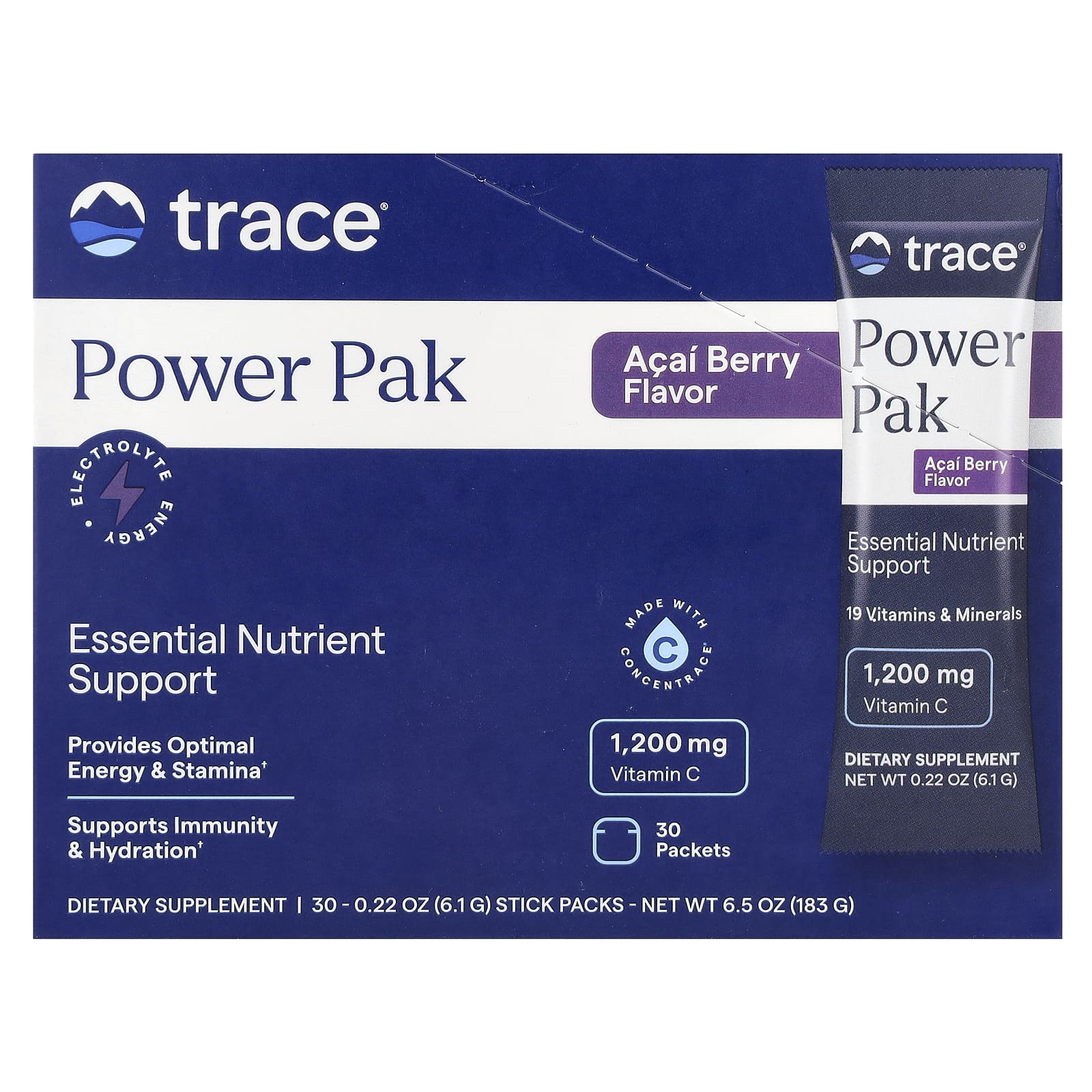 Стик Trace Power Pak 30 Packets, вкус Acai Berry, 6.1 г, саше — фото 2