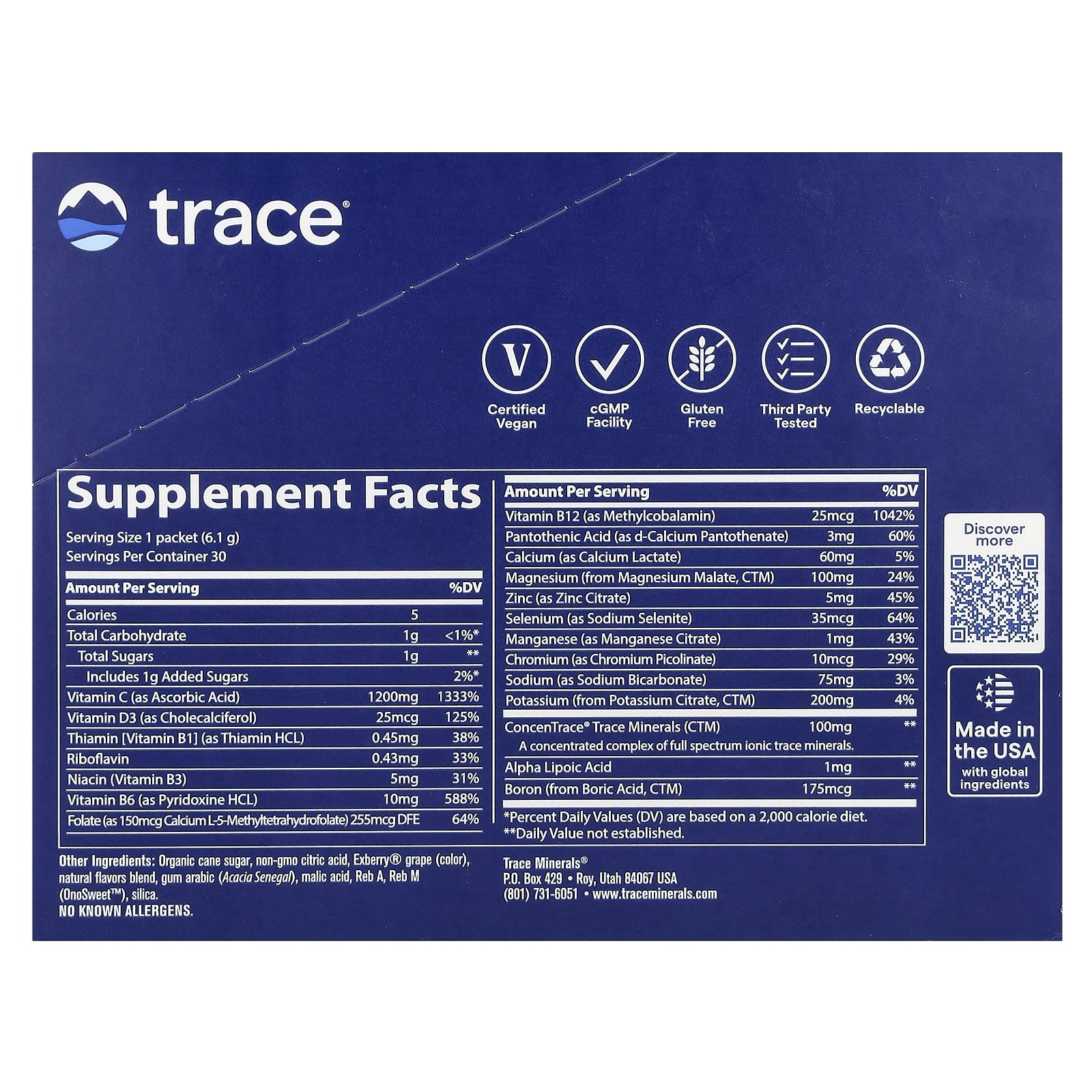 Стик Trace Power Pak 30 Packets, вкус Acai Berry, 6.1 г, саше — фото 3