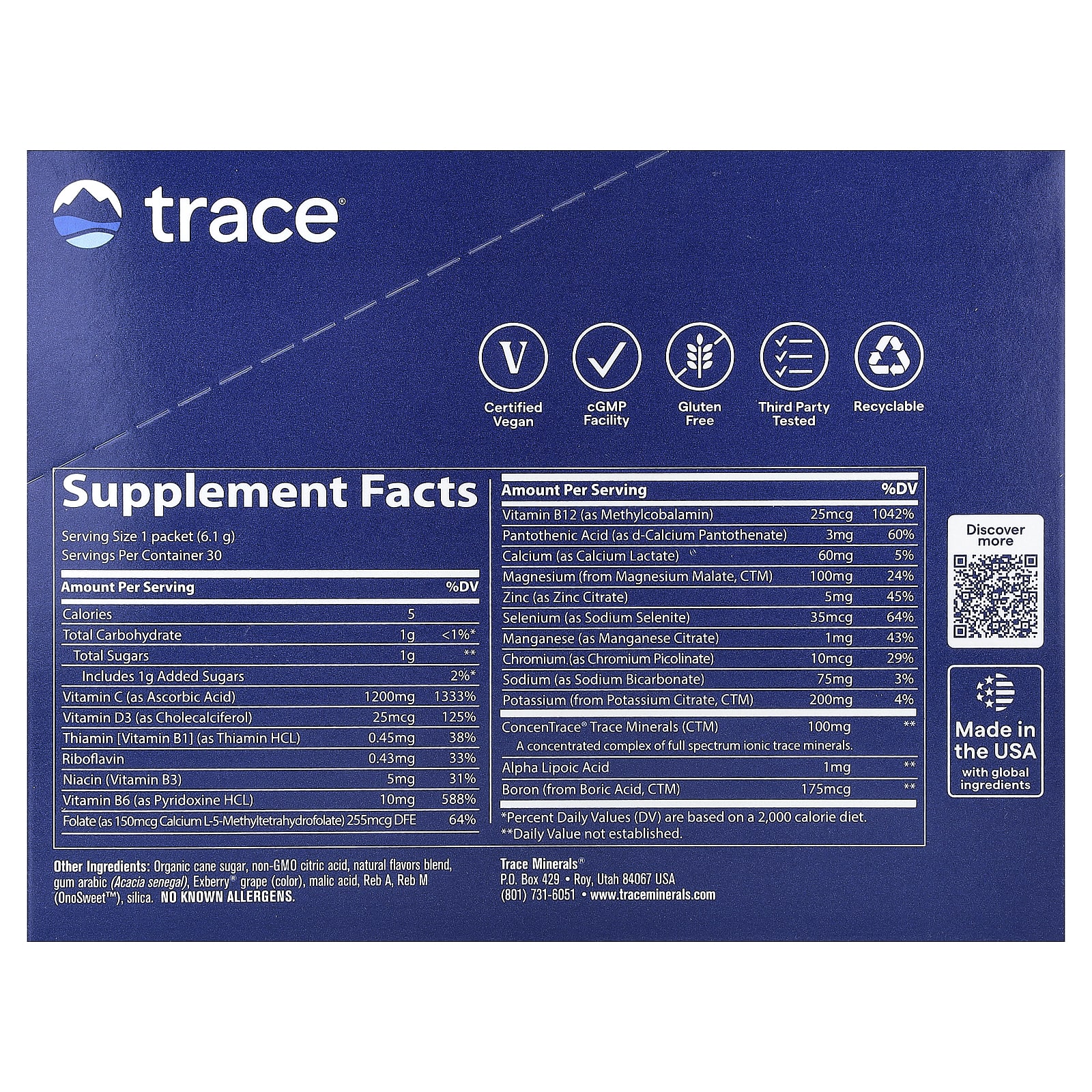 Гранат Trace Power Pak, вкус Pomegranate Blueberry, 6.1 г, 30 стиков — фото 2