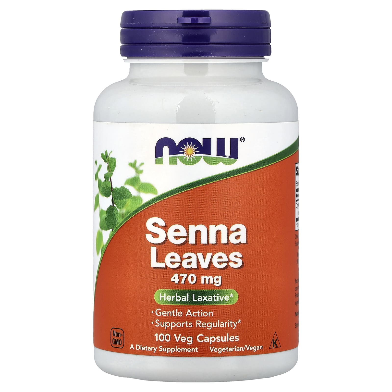 Листья сенны NOW Foods, 470 мг, 100 растительных капсул