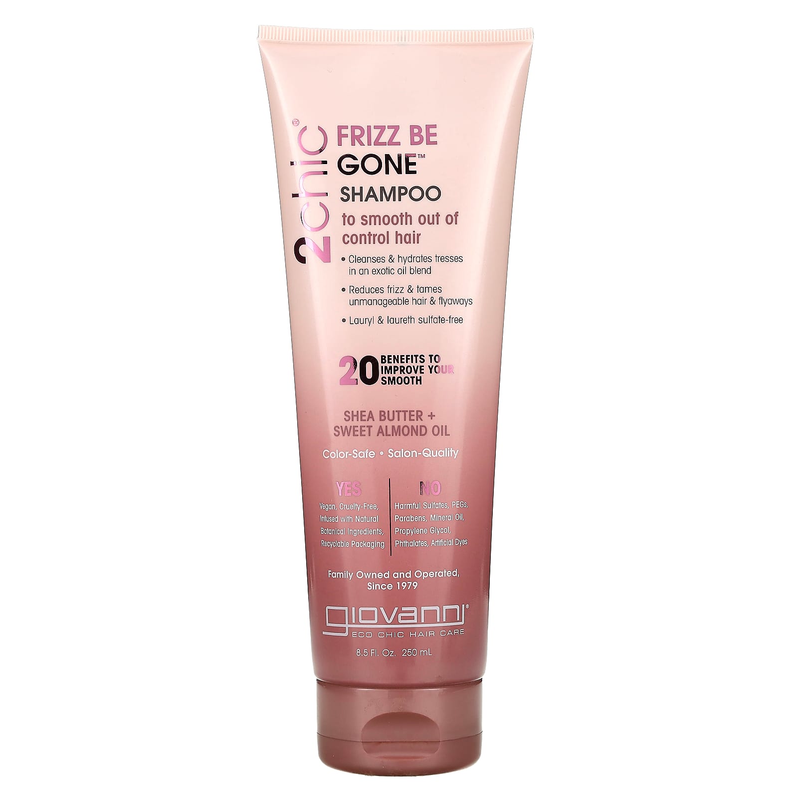 Миндальное масло Giovanni 2chic Frizz Be Gone Shampoo Shea Butter Sweet, 250 мл