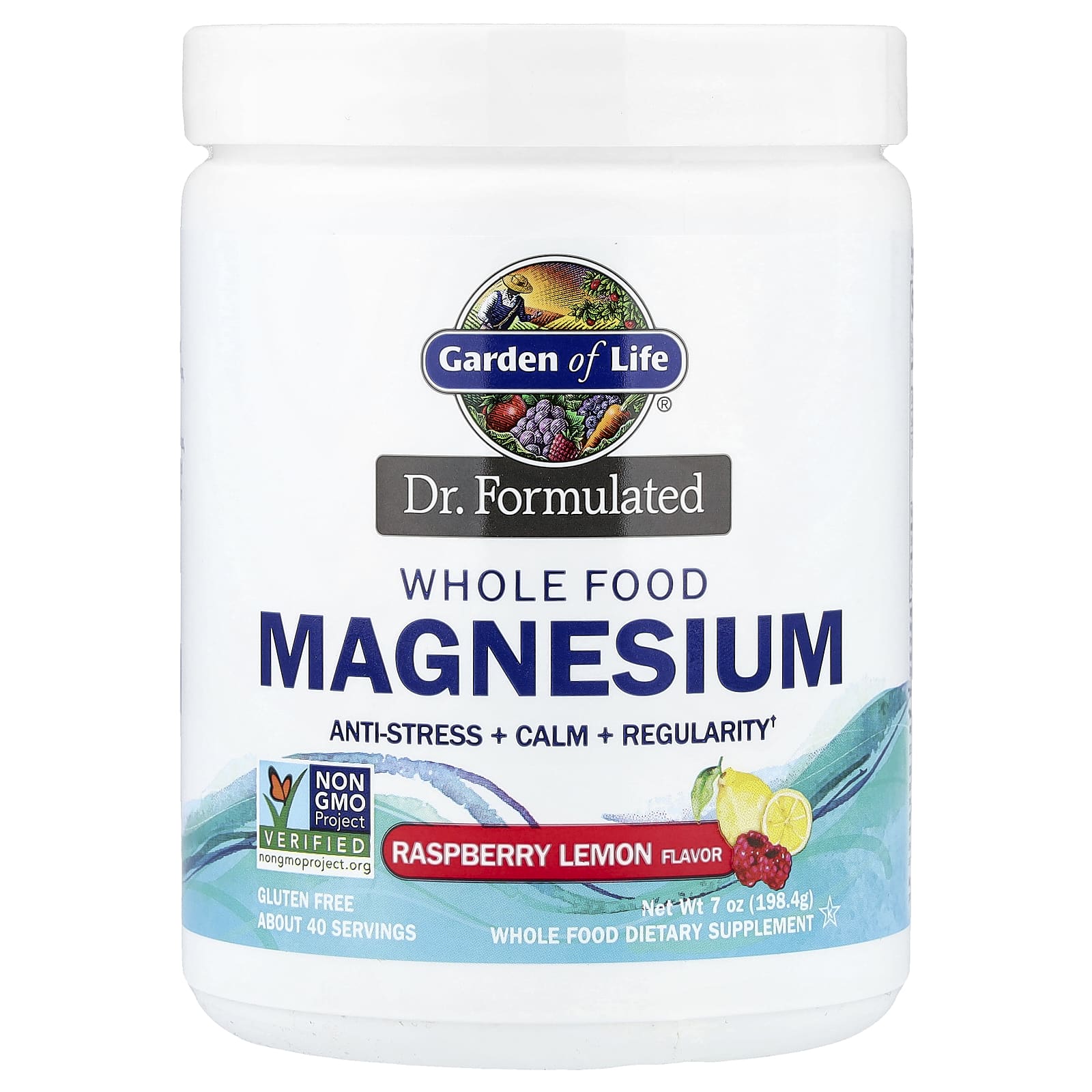 Магний Garden of Life Dr. Formulated Whole Food, вкус Raspberry Lemon, 198.4 г