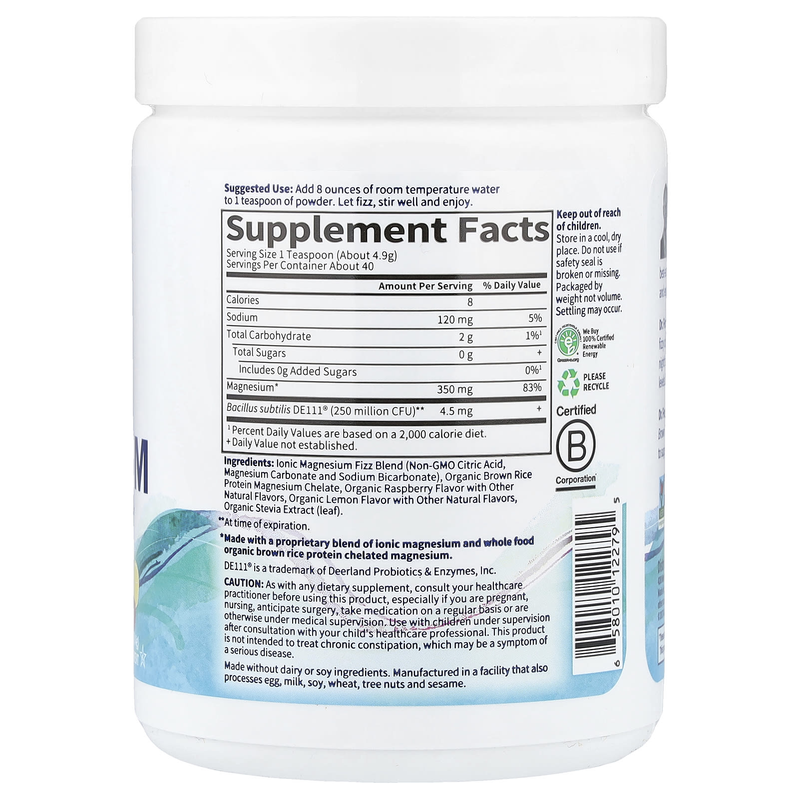 Магний Garden of Life Dr. Formulated Whole Food, вкус Raspberry Lemon, 198.4 г — фото 2