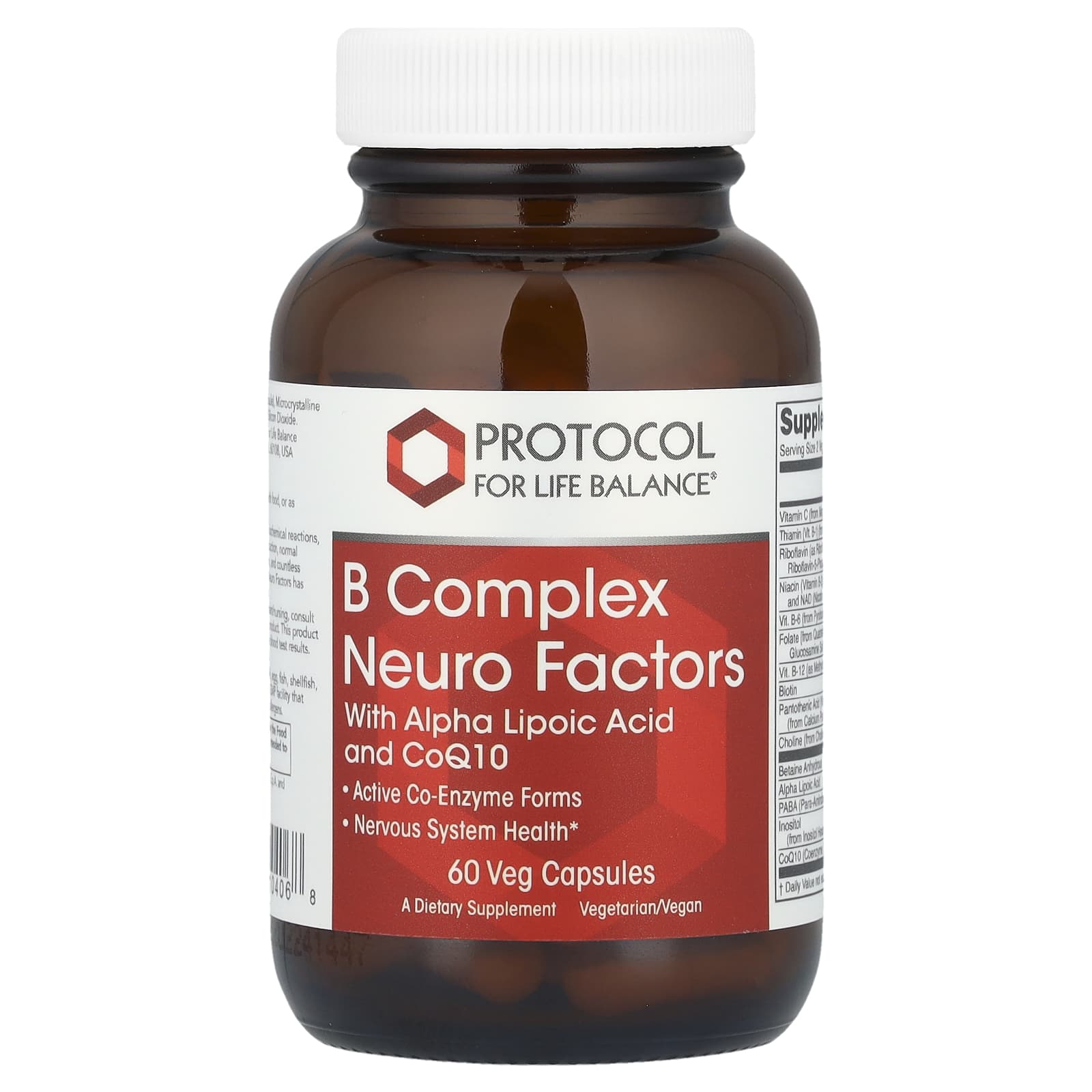 Комплекс витаминов B Protocol for Life Balance Neuro Factors, 60 растительных капсул