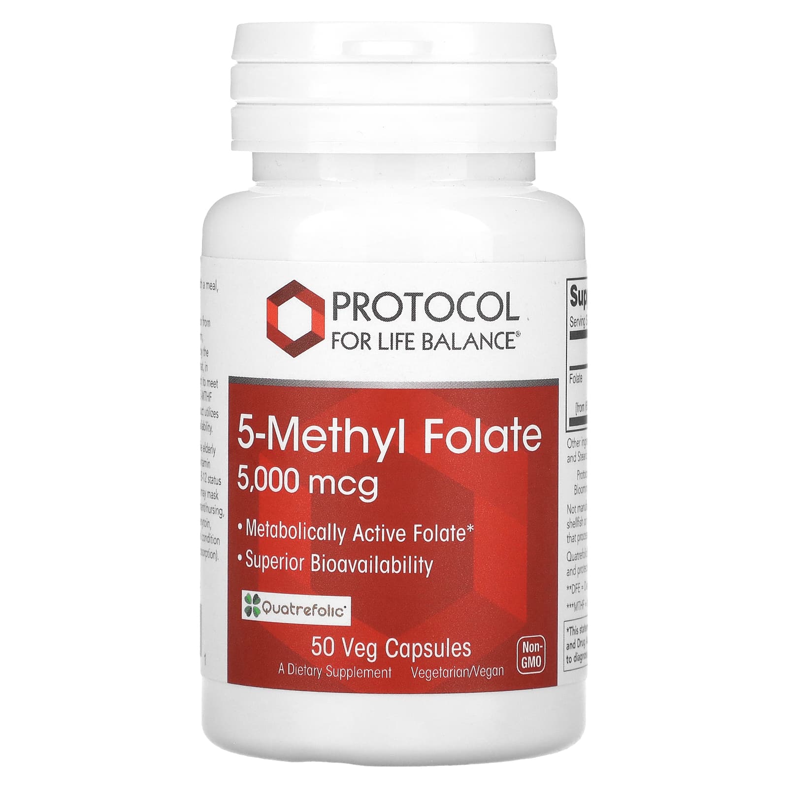 Фолат Protocol for Life Balance 5-Methyl, 5000 мкг, 50 растительных капсул