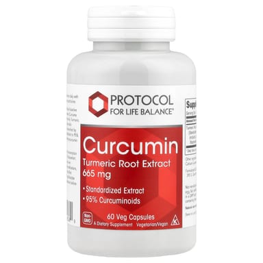 Куркумин Protocol for Life Balance Turmeric Root Extract, 665 мг, 60 растительных капсул