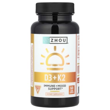 Витамин D3 Zhou Nutrition K2, 60 растительных капсул