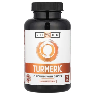 Фото товара: Куркумин Zhou Nutrition Turmeric with Ginger, 90 растительных капсул