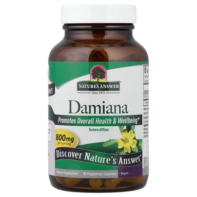 Дамиана Nature's Answer, 90 вегетарианских капсул (400 мг на капсулу)