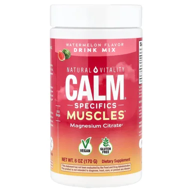 Фото товара: Магний цитрат Natural Vitality CALM® Specifics Muscles Drink Mix, вкус «арбуз», 170 г, смесь для напитка