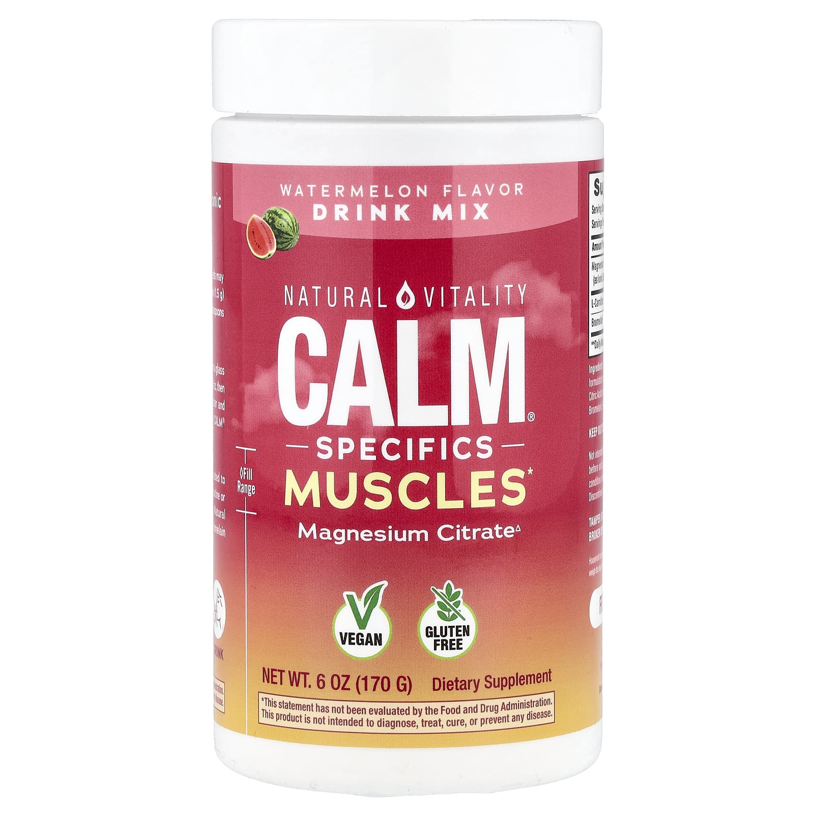 Магний цитрат Natural Vitality CALM® Specifics Muscles Drink Mix, оттенок Watermelon, 170 г, смесь для напитка