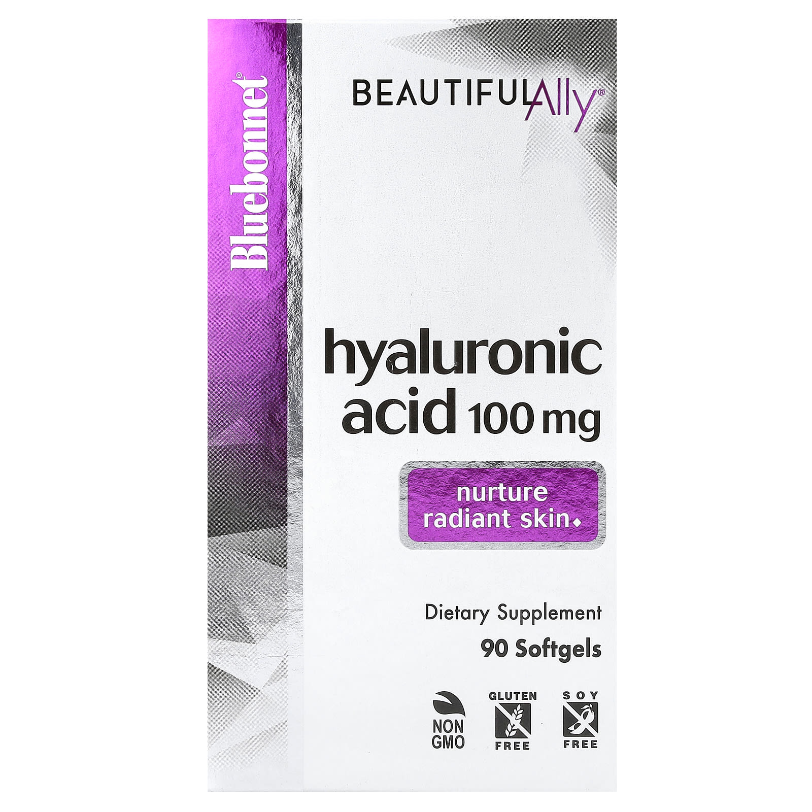 Гиалуроновая кислота Bluebonnet Nutrition Beautiful Ally, 100 мг, 90 мягких капсул — фото 2