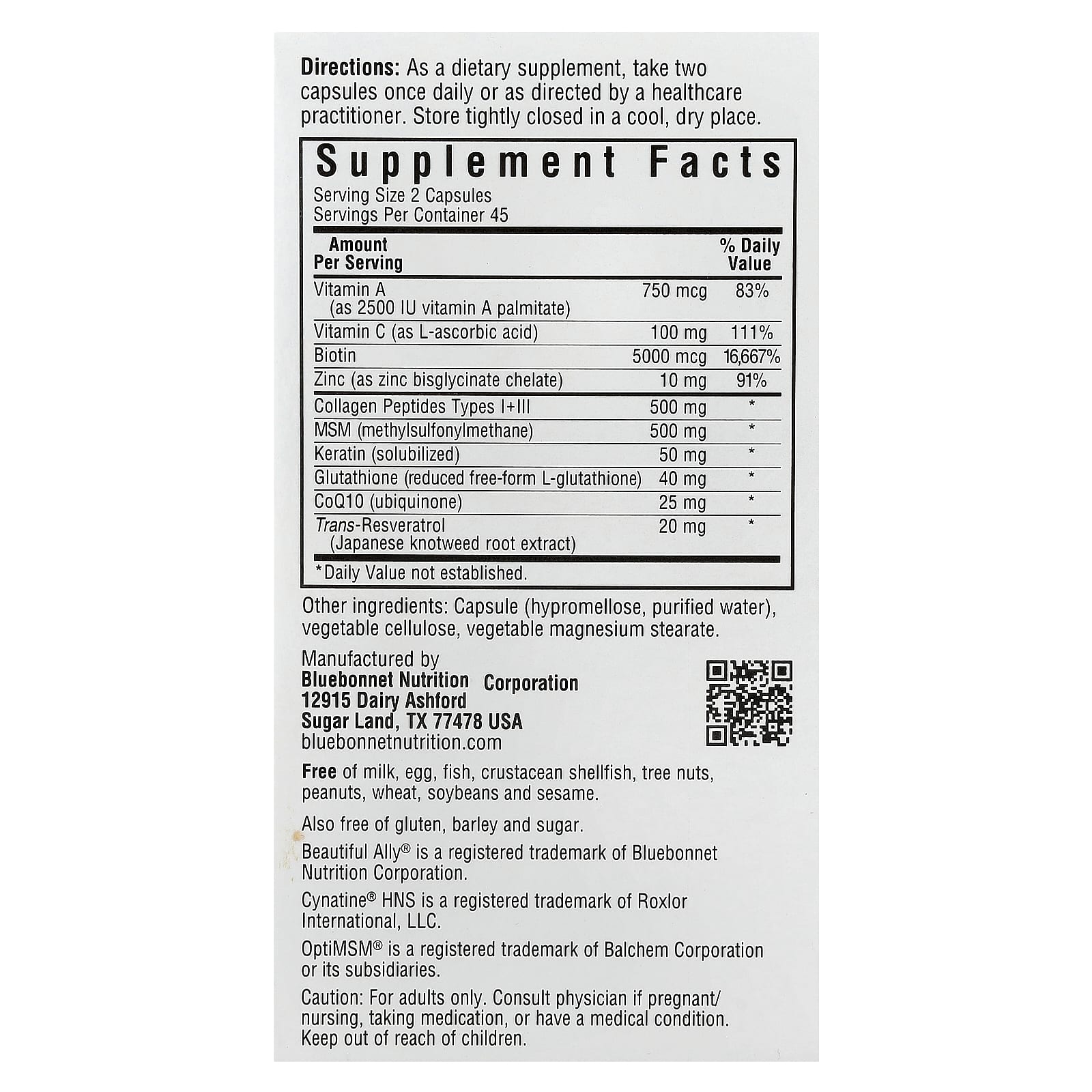 Комплекс Beautiful Ally Bluebonnet Nutrition® Skin & Nails, оттенок Hair, 90 растительных капсул — фото 3