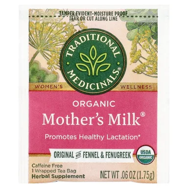 Фото товара: Чайные пакетики Traditional Medicinals Organic Mother's Milk® Original with Fennel & Fenugreek, 56 г, 32 чайных пакетиков