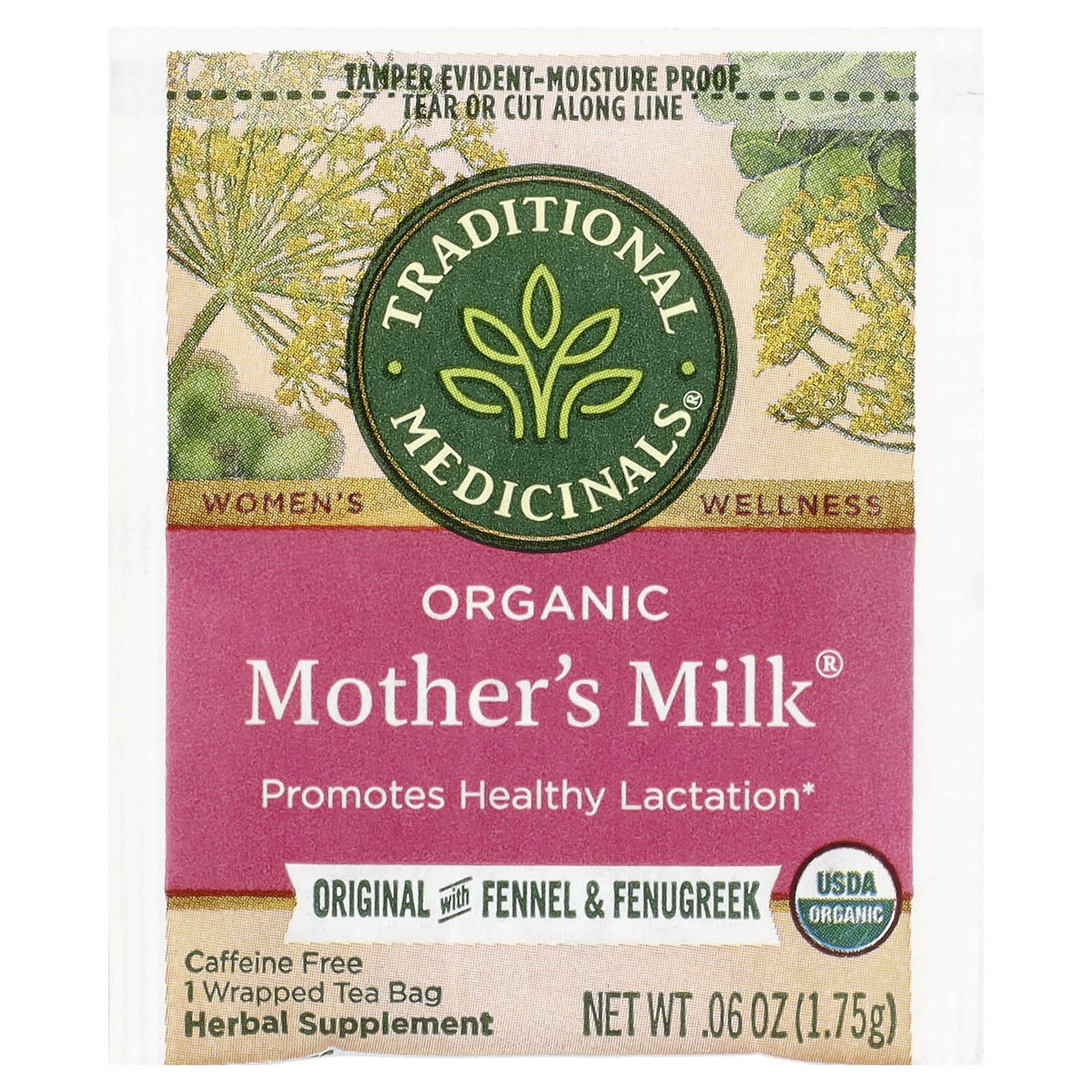 Чайные пакетики Traditional Medicinals Organic Mother's Milk® Original with Fennel & Fenugreek, 56 г, 32 чайных пакетиков — фото 2