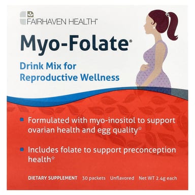 Фолат Fairhaven Health Myo-® Drink Mix for Reproductive Wellness, оттенок 30 Packets, 2.4 г, смесь для напитка