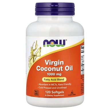 Кокосовое масло NOW Foods, вкус Virgin Coconut Oil, 1000 мг, 120 мягких капсул