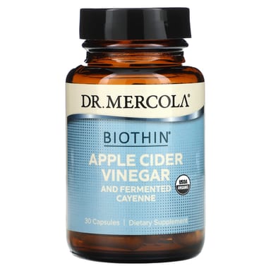Яблочный уксус Dr. Mercola Biothin, вкус Apple Cider Vinegar and Fermented Cayenne, 30 капсул