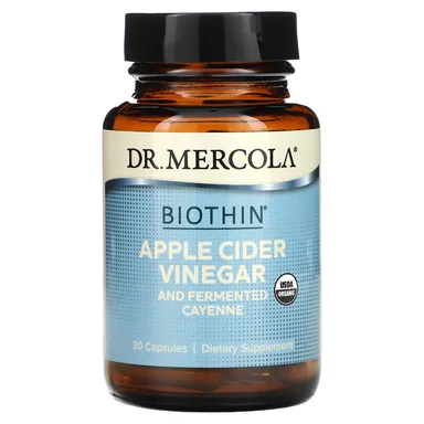 Фото товара: Яблочный уксус Dr. Mercola Biothin, Apple Cider Vinegar and Fermented Cayenne, 30 капсул