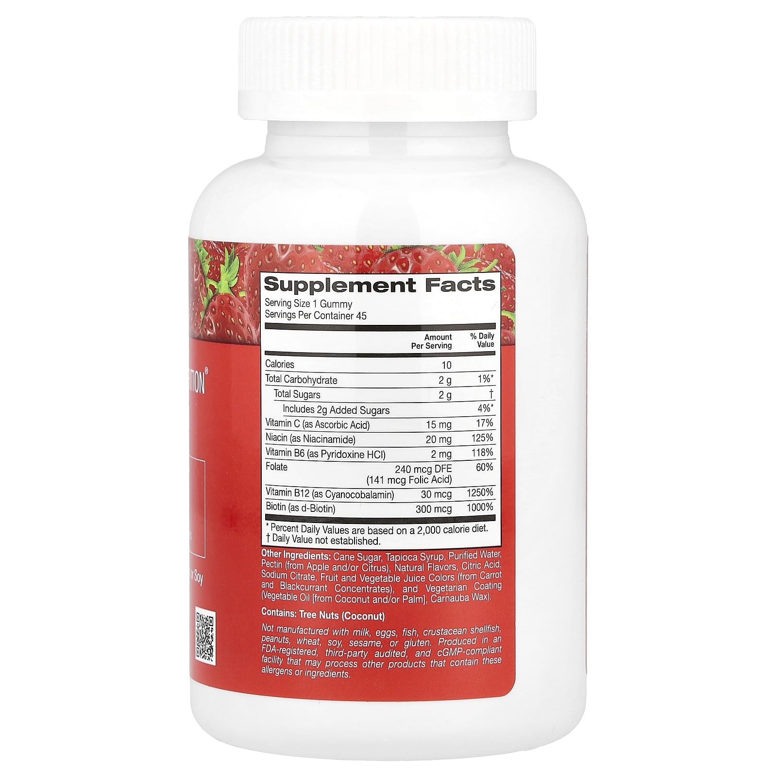 Комплекс витаминов B California Gold Nutrition Gummies with Vitamins B6 and B12 Folate and Biotin 45 Vegetarian Gummies, вкус Strawberry, жевательные пастилки — фото 3